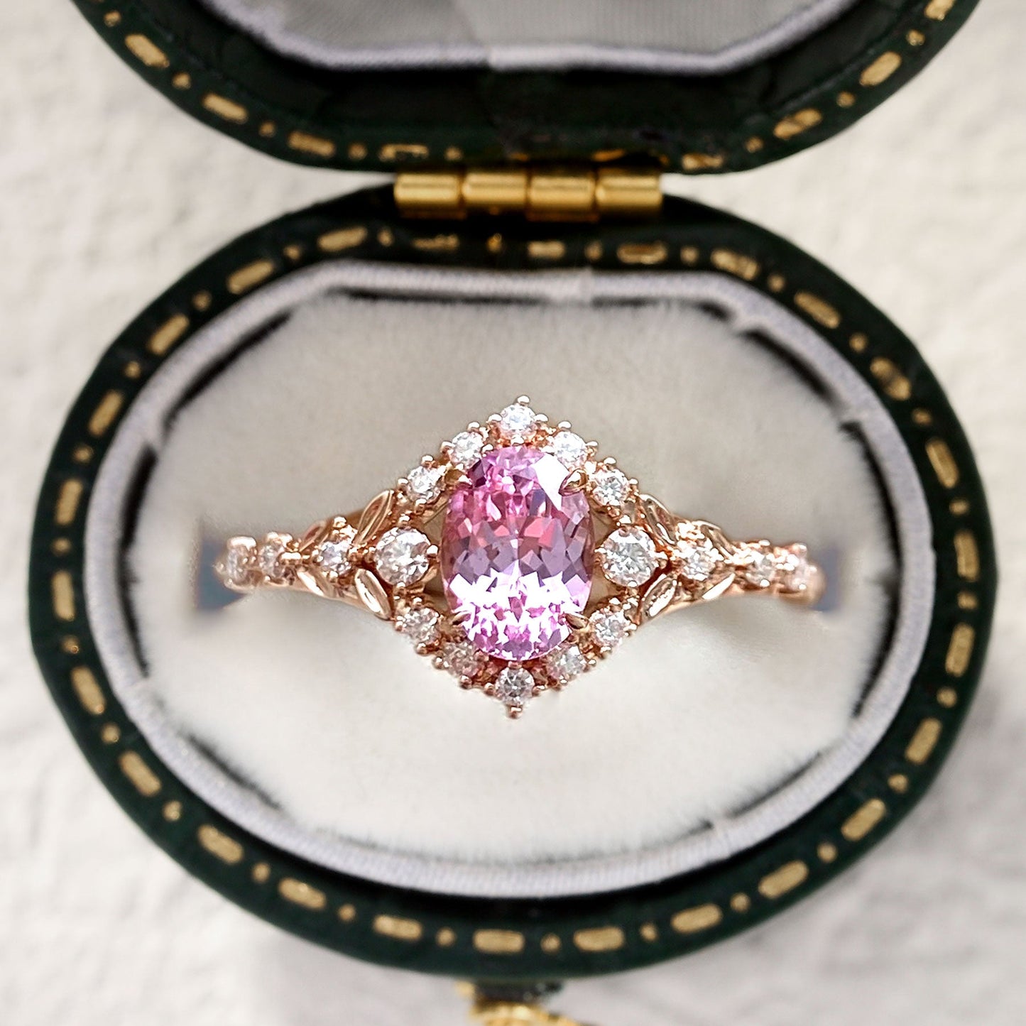 Unique Kassandra Pink Lab Sapphire Engagement Ring