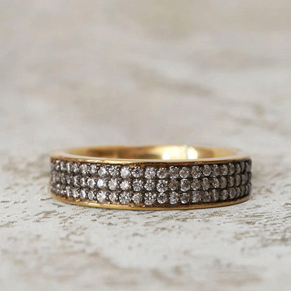 Unique Gothic Spiral Round Black Moissanite Ring Band For Men