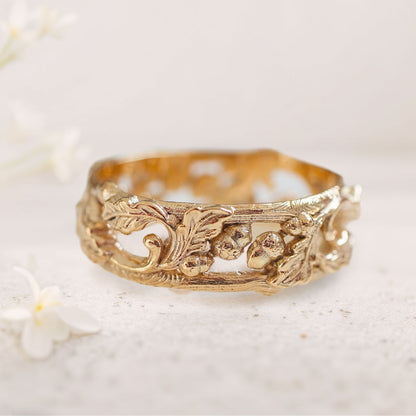 Unique floral engagement rings Oak Leaves and Acorns Ring Wedding Band For Men