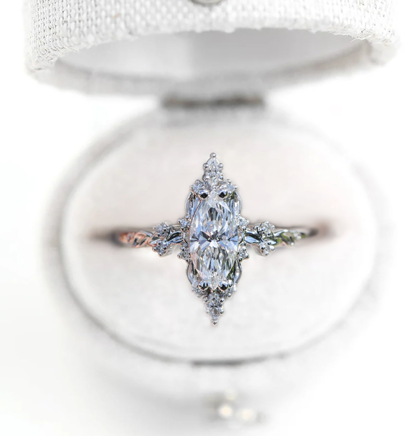 Unique Briar Halo Marquise Moissanite Ring