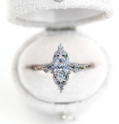 Unique Briar Halo Marquise Moissanite Ring