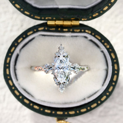 Unique Briar Halo Marquise Moissanite Ring