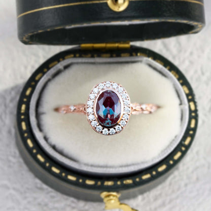 Unique Crown of Thorns Oval Lab Alexandrite Ring