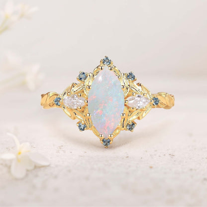 Unique floral engagement rings Marquise Amethyst Fairy Ring Engagement Ring