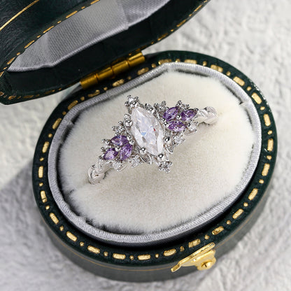 Unique floral engagement rings Starlight Marquise Moissanite Ring