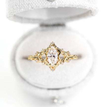 Unique Briar Moon Marquise Moissanite Ring