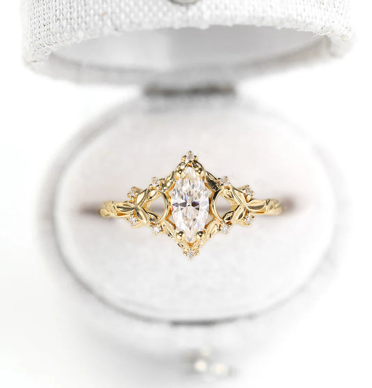 Unique Briar Moon Marquise Moissanite Ring