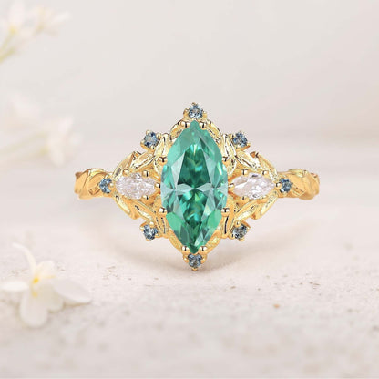 Unique floral engagement rings Marquise Amethyst Fairy Ring Engagement Ring