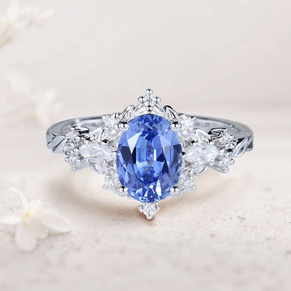 Vintage Briar Rose Oval Lab Sapphire Engagement Ring  Vine Ring