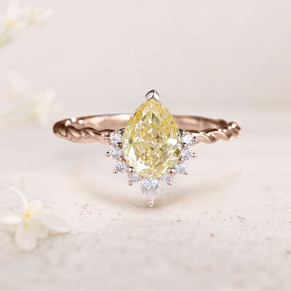 Vintage Pear Citrine Twisted Women’s Wedding Ring