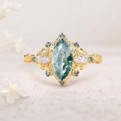 Unique floral engagement rings Marquise Amethyst Fairy Ring Engagement Ring