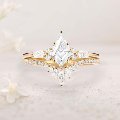 Unique floral engagement rings Kite Moissanite Classic Engagement Ring Set