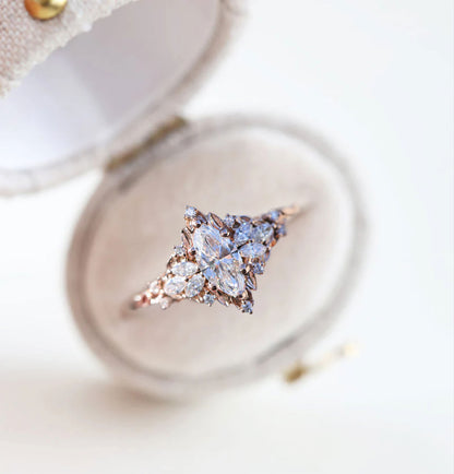 Unique Starlight Marquise Moissanite Ring