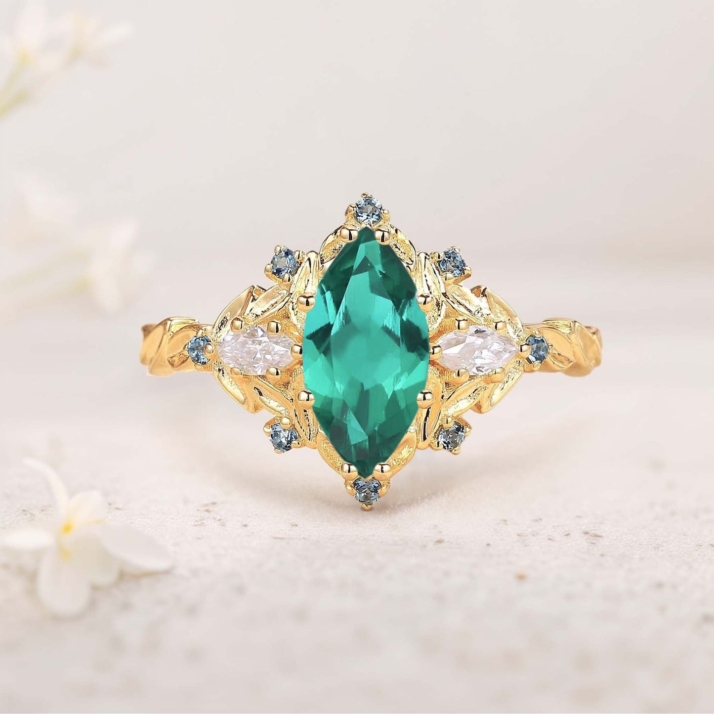 Unique floral engagement rings Marquise Amethyst Fairy Ring Engagement Ring