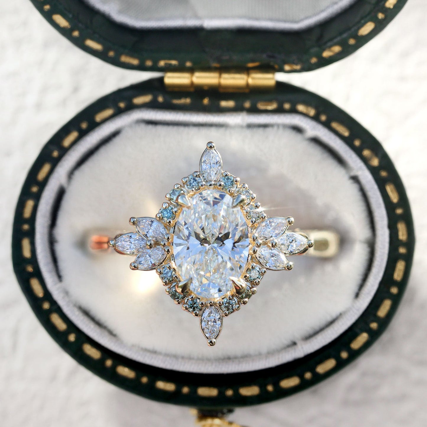 Unique North Star Oval Moissanite Ring