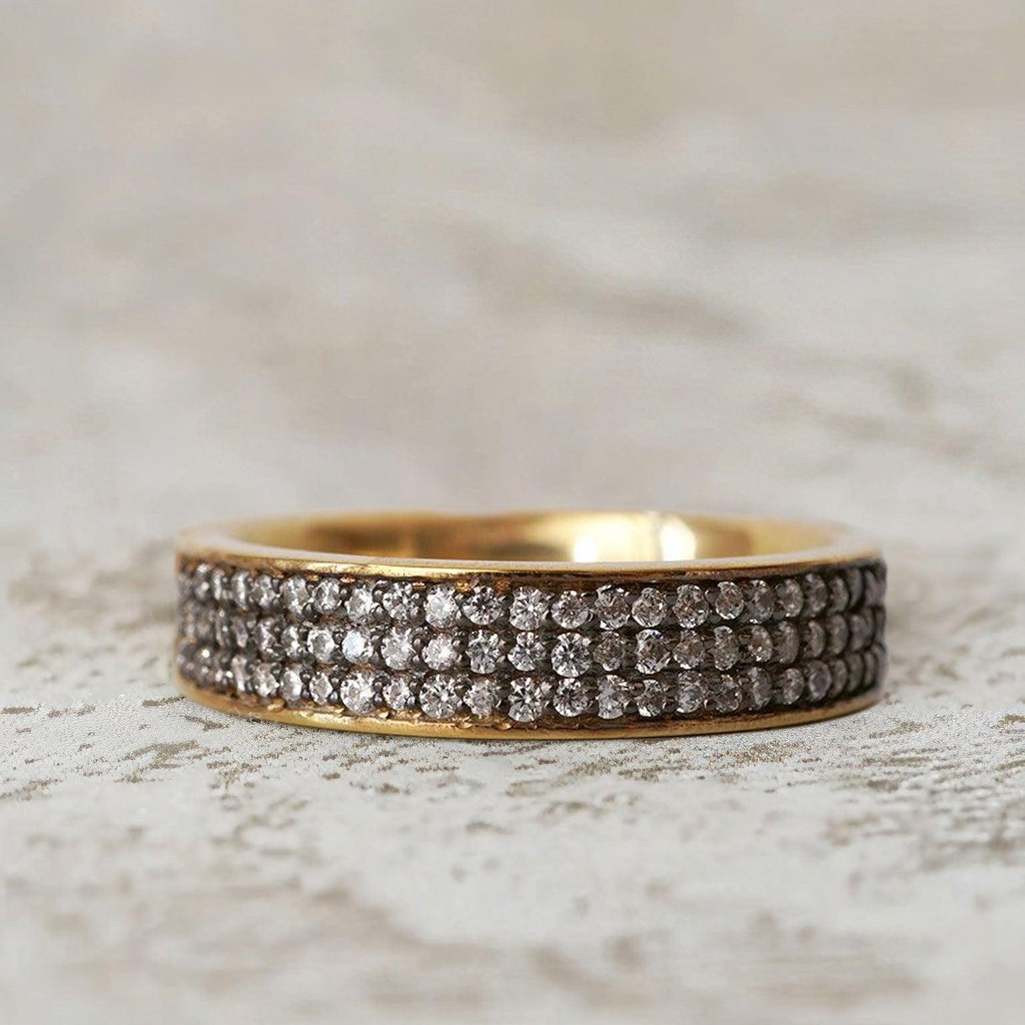 Unique Gothic Spiral Round Black Moissanite Ring Band For Men