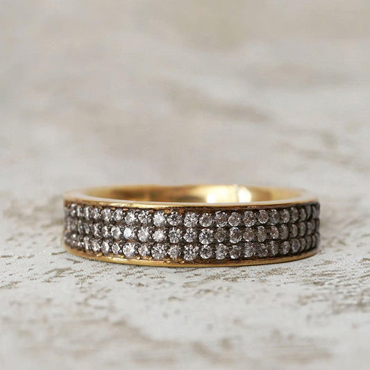 Unique Gothic Spiral Round Black Moissanite Ring Band For Men