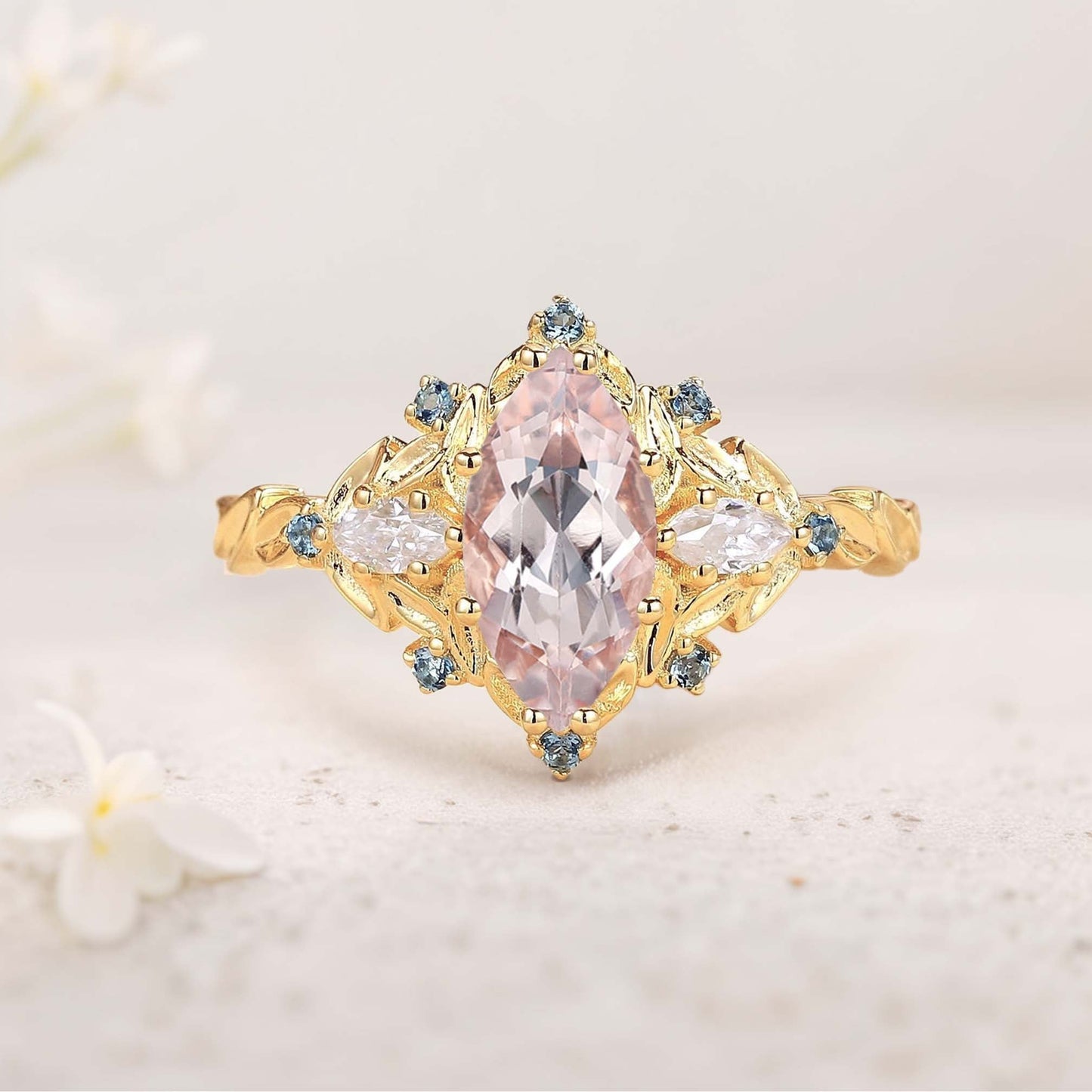 Unique floral engagement rings Marquise Amethyst Fairy Ring Engagement Ring