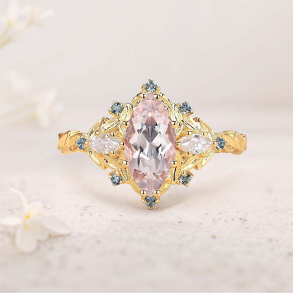 Unique floral engagement rings Marquise Amethyst Fairy Ring Engagement Ring