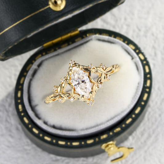 Unique Briar Moon Marquise Moissanite Ring
