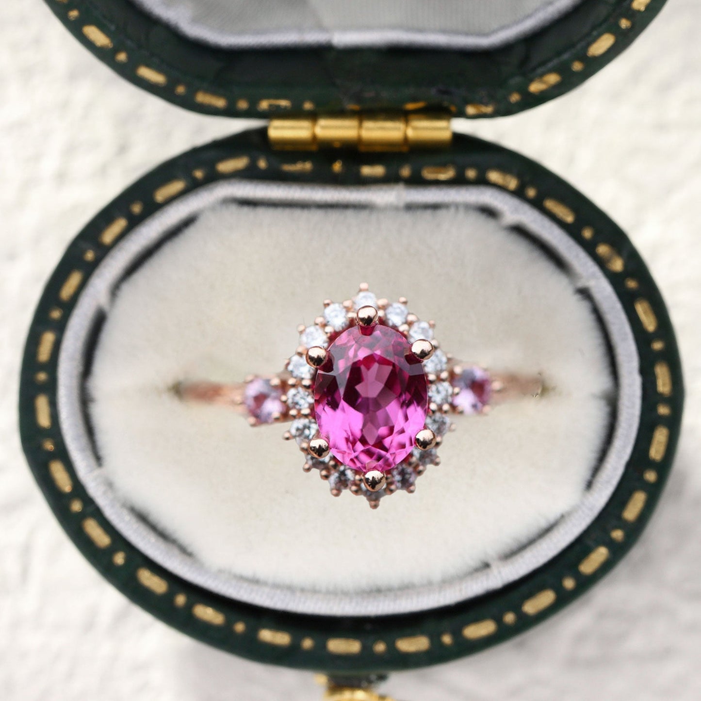 Unique Ash Oval Pink Lab Sapphire Ring