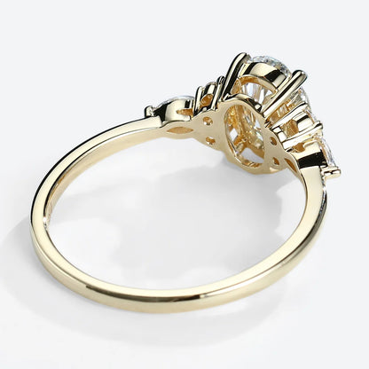 Vintage Oval Moissanite Engagement Ring Cluster Wedding Ring