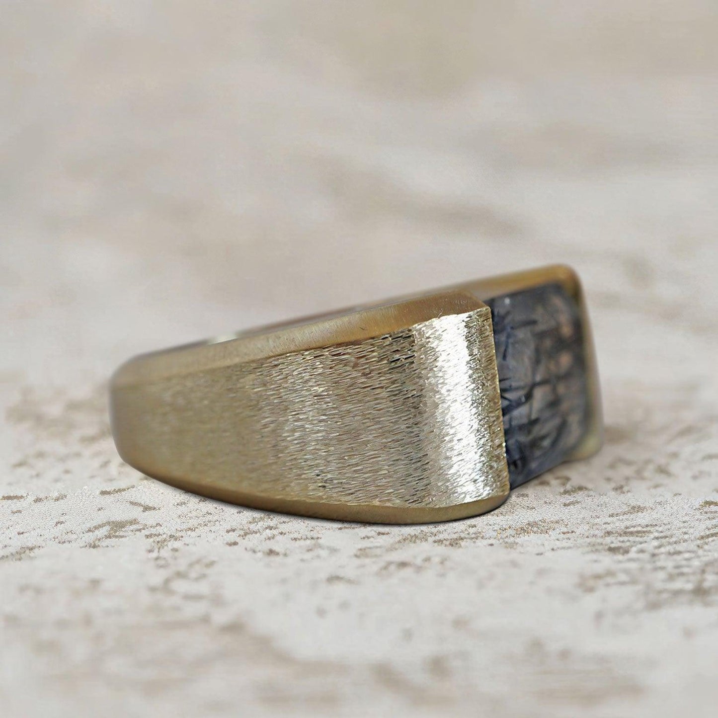 Unique Robo Emerald Lab Black Rutilated Quartz Ring Band For Men