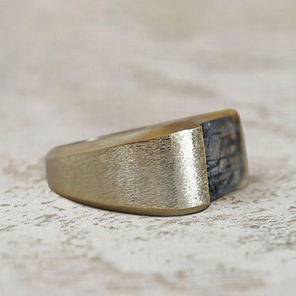 Unique Robo Emerald Lab Black Rutilated Quartz Ring Band For Men