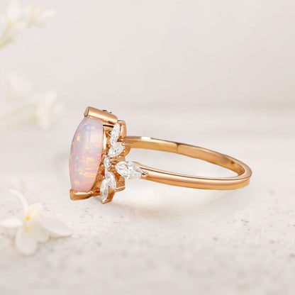 Unique floral engagement rings Marquise Lab Opal Butterfly Fairy Engagement Ring