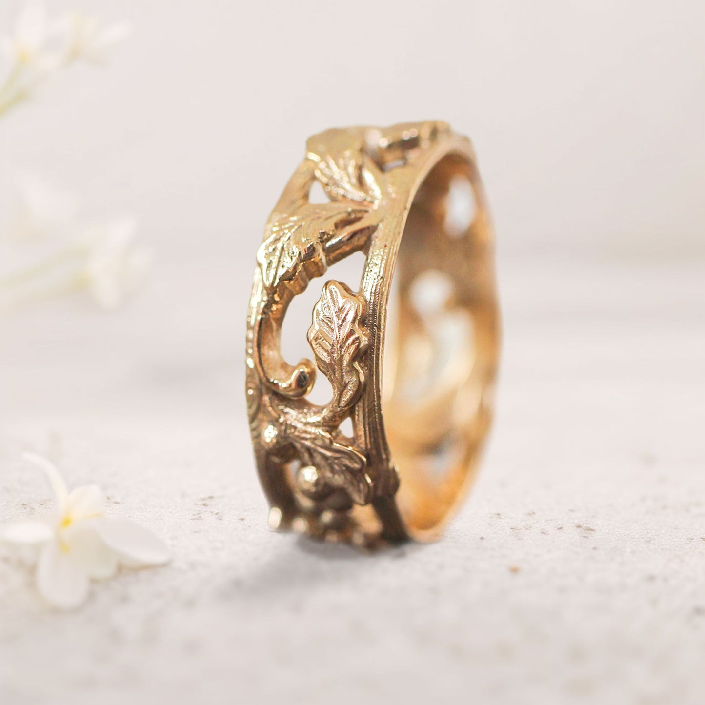 Unique floral engagement rings Oak Leaves and Acorns Ring Wedding Band For Men