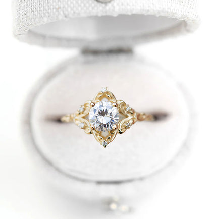 Unique Aurora Round Moissanite Ring