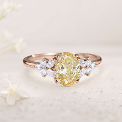 Unique Oval Citrine Blossom Engagement Ring