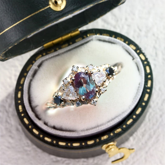 Unique Briar Rose Five Stone Oval Lab Alexandrite Ring