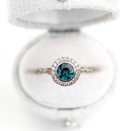 Unique Crown of Thorns Round Lab Alexandrite Ring