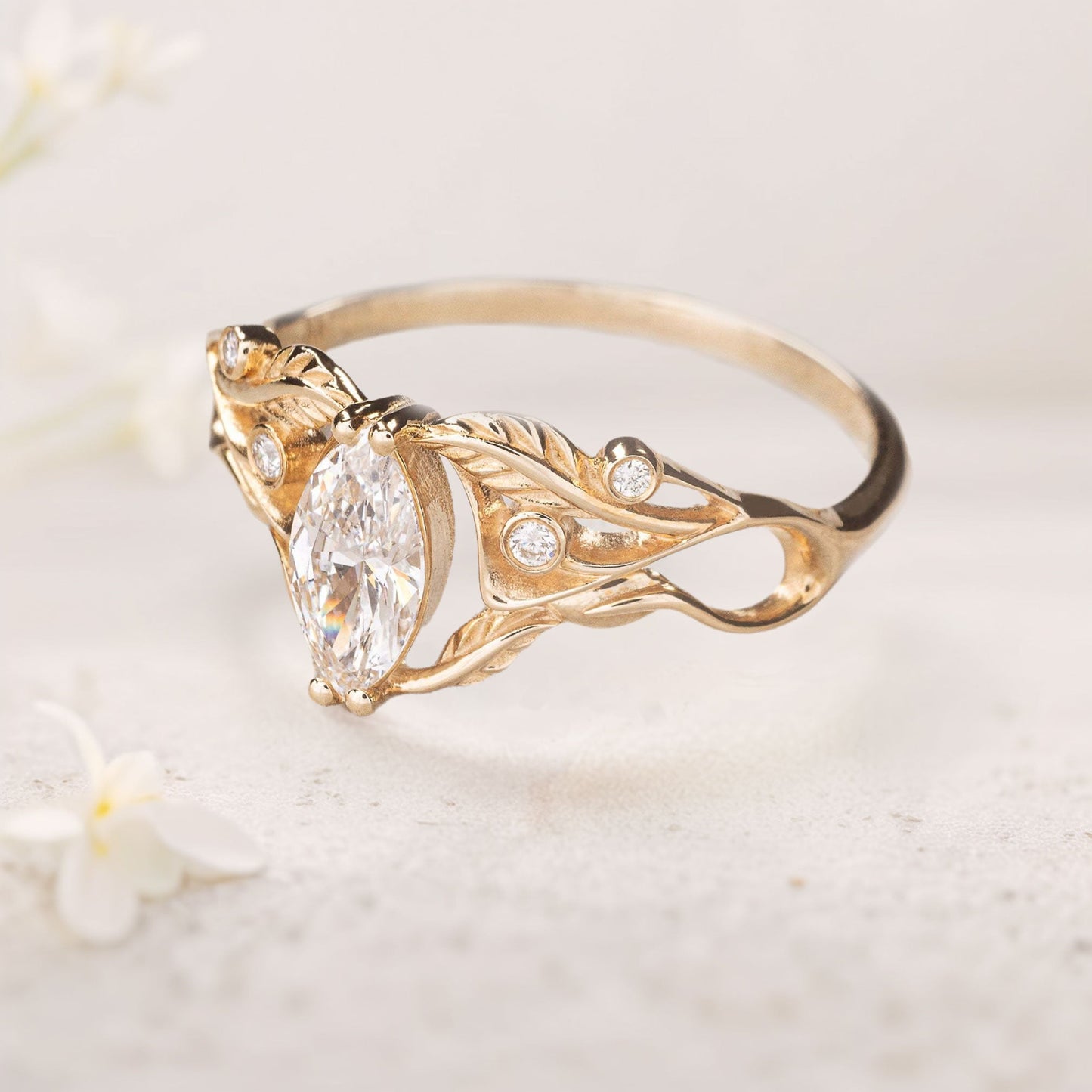 Unique Marquise Moissanite Engagement Ring