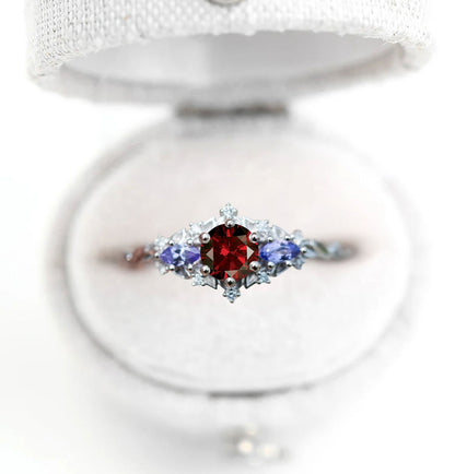 Unique Celeste Rose Three-Stone Anniversary Ring