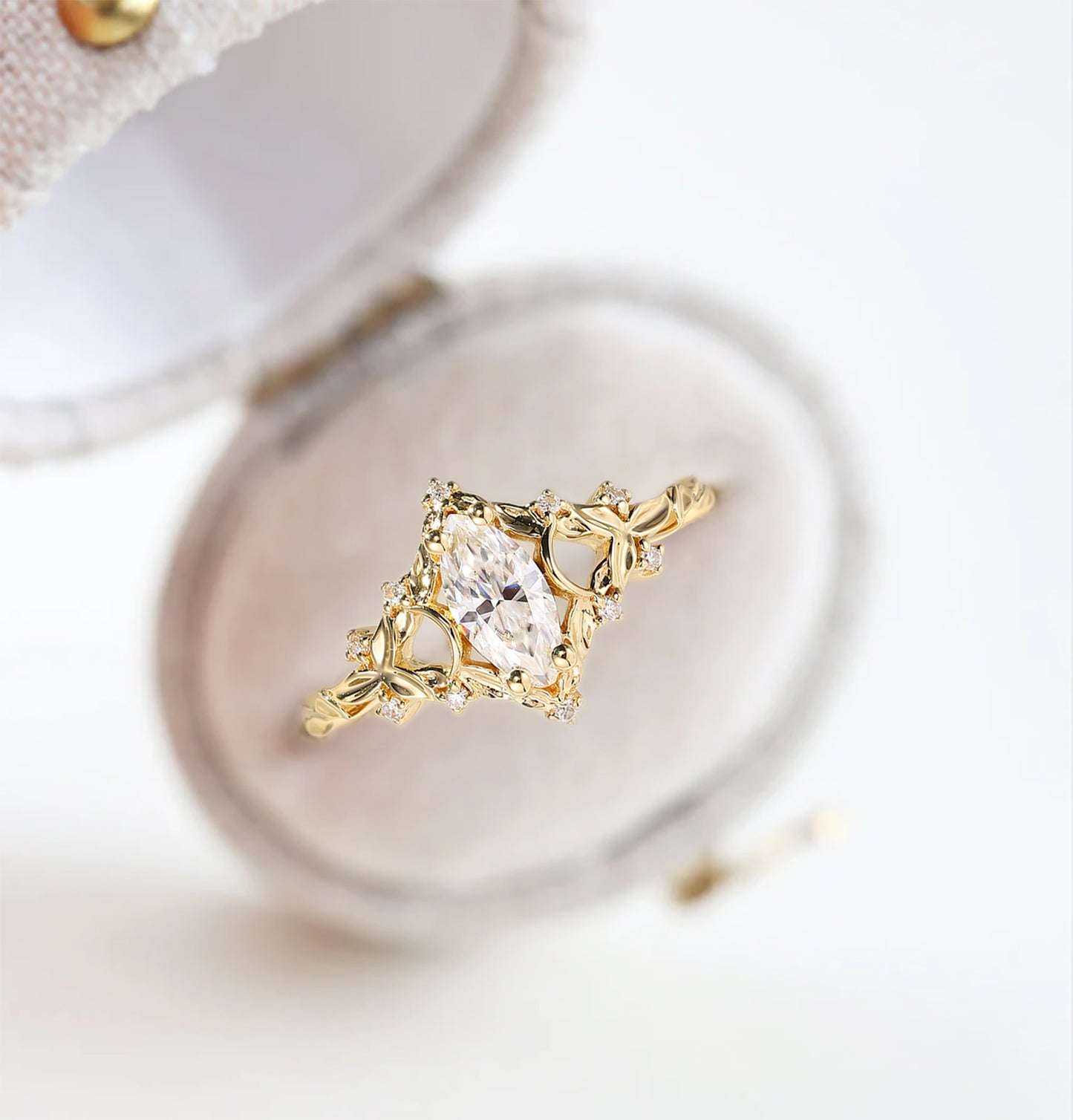 Unique Briar Moon Marquise Moissanite Ring