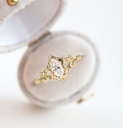 Unique Briar Moon Marquise Moissanite Ring