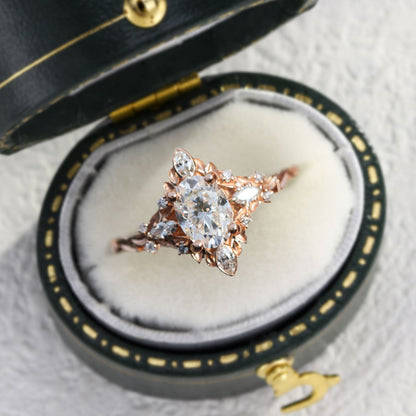 Unique Galadriel Oval Moissanite Engagement Ring