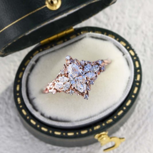 Unique Starlight Marquise Moissanite Ring