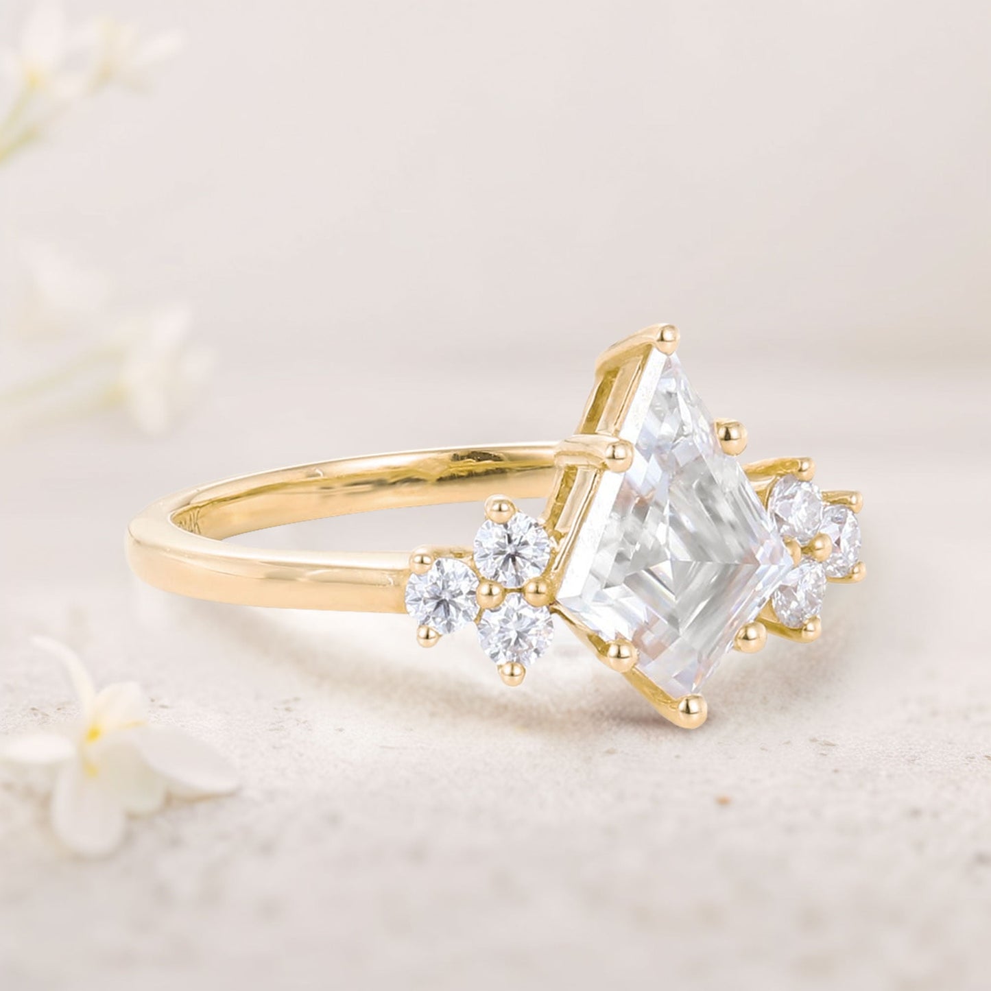 Unique Kite Moissanite Engagement Ring Cluster Promise Ring