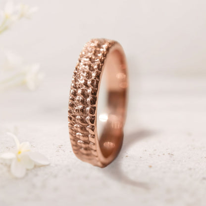 Unique floral engagement rings Textured crocodile's skin ring For Men