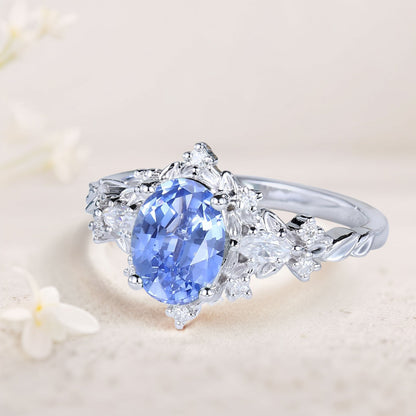 Vintage Briar Rose Oval Lab Sapphire Engagement Ring  Vine Ring