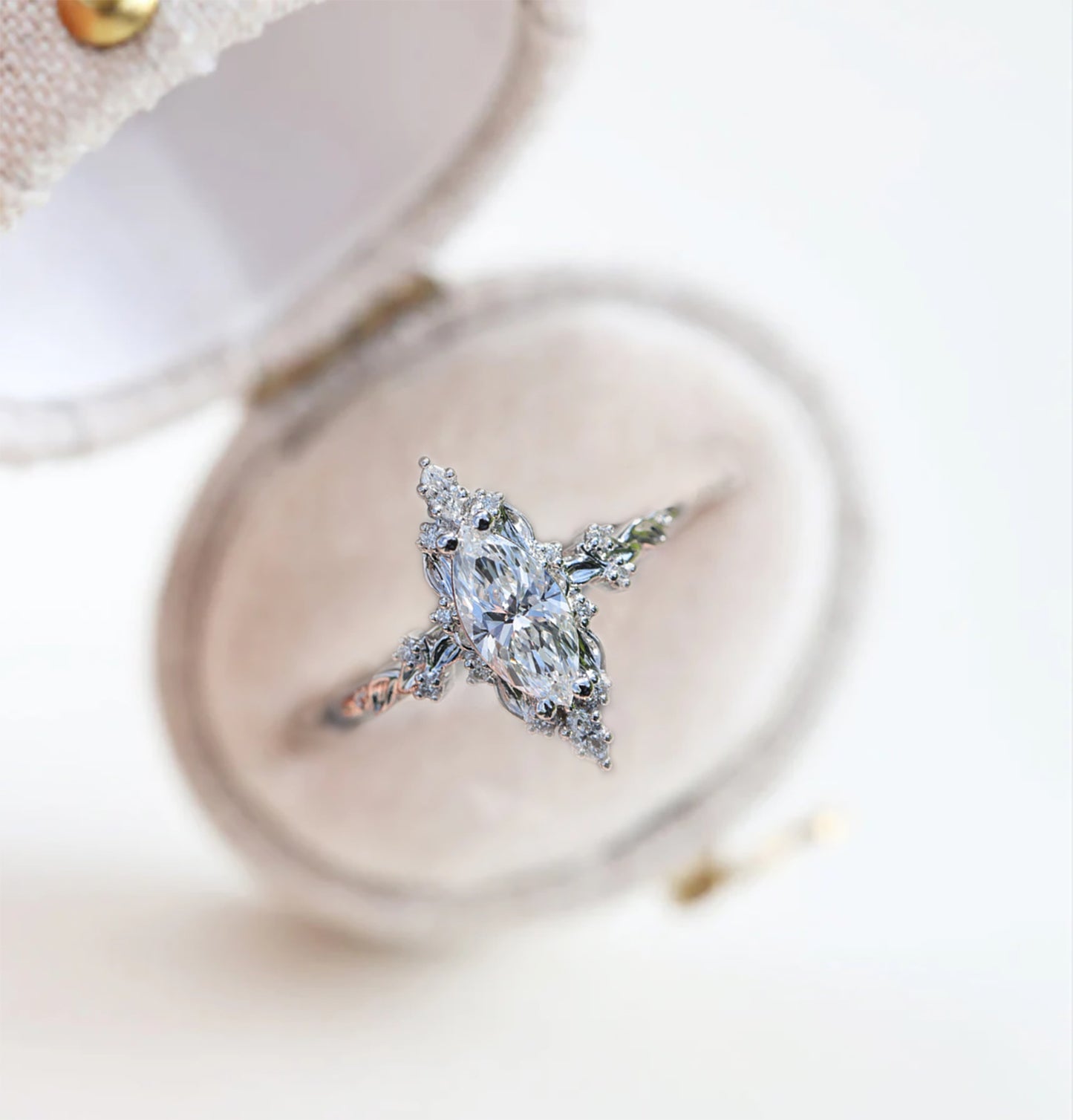 Unique Briar Halo Marquise Moissanite Ring