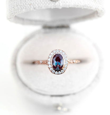 Unique Crown of Thorns Oval Lab Alexandrite Ring