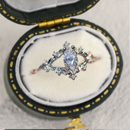 Unique Briar Rose Marquise Moissanite Ring