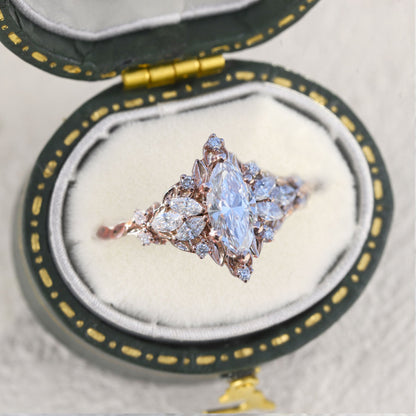 Unique Starlight Marquise Moissanite Ring