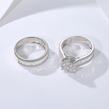 Sale | Stunning Round Cut Sterling Silver Wedding Bridal Set