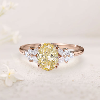 Unique Oval Citrine Blossom Engagement Ring