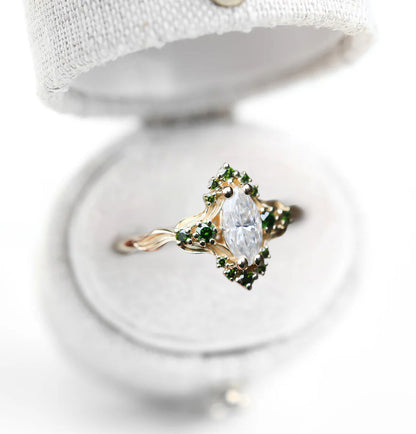 Unique Astraea Half Halo Marquise Moissanite Ring